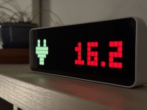 A close-up of the clock, again showing a pixelated plug icon and a red price of 16.2